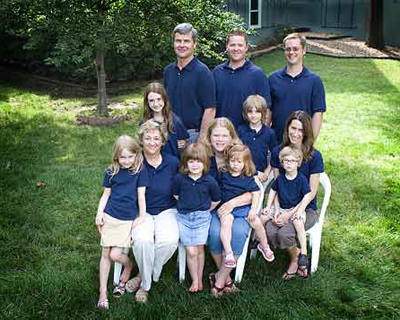 Family in blue shirts photo